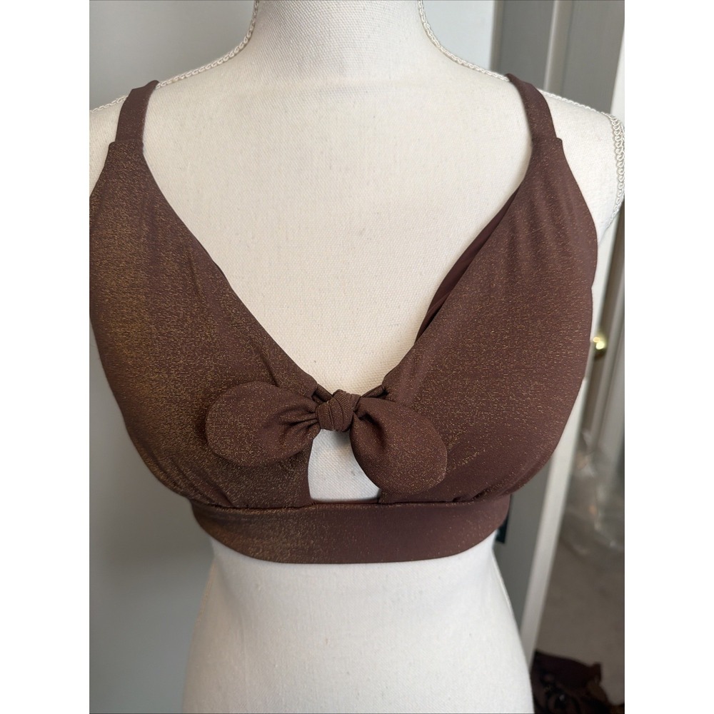 Max Swim Charlie shimmer bralette bikini top Size 34F Golden Bronze